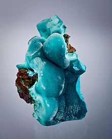 Rosasite. Ojuela Mine, Mapimi, Municipio de Mapimi, Durango, Mexico Rosasite-288694.jpg