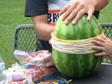 Rubber bands wrapped around a watermelon Rubber bands wrapped around a watermelon.png