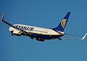 A Ryanair egyik Boeing 737 típusú repülőgépe Angliában