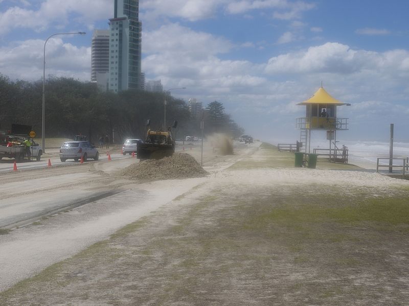 File:Sand being removed from Main Beach Parade.jpg