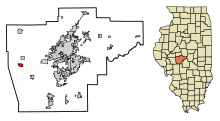 Obszary włączone i nieposiadające osobowości prawnej w hrabstwie Sangamon w stanie Illinois New Berlin Highlighted.svg