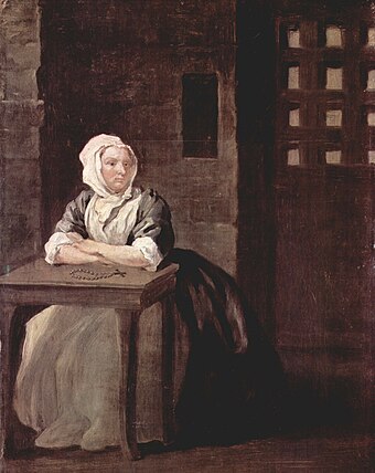 Portrait of Sarah Malcolm in prison by William Hogarth, 1733