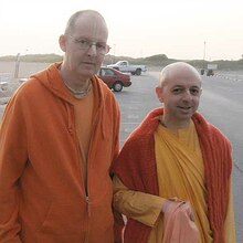 Satsvarupa dasa Goswami (left) with his disciple Yadunandana Swami, summer 2009