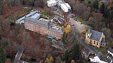 Schloss Schleiden mit Schlosskirche Schleiden, Luftaufnahme (2015)