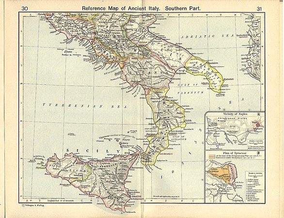 Mapa històrics del sud d'Itàlia a l'època d'August