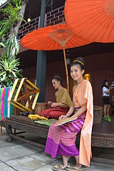 Image 36Thai women wearing sabai, Jim Thompson House (from Culture of Thailand)