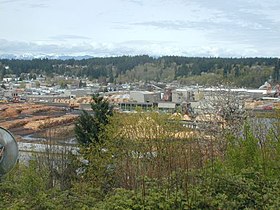 Overview of Simpson lumber mill in Shelton, Washington