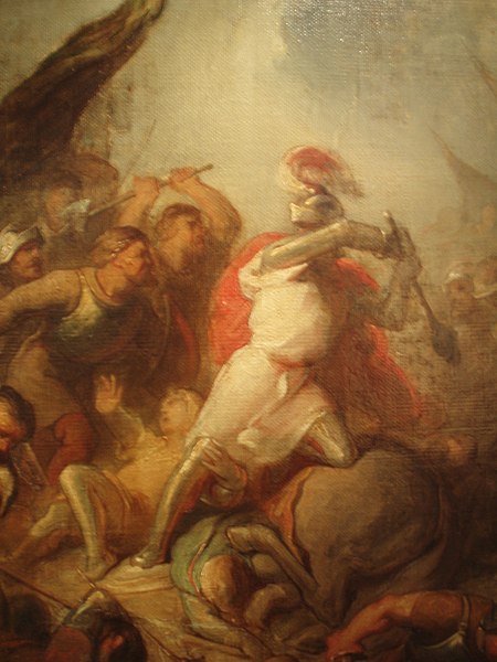 The death of Otto II of Lippe during the Battle of Ane near Ommen (Frederik Zürcher, 1825–1876)