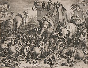 Representation av slaget vid Zama av Cornelis Cort 1567, gravyr, efter Raphael