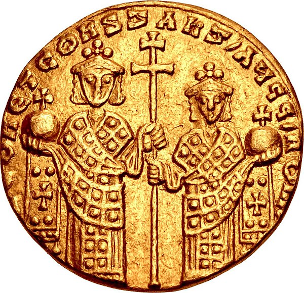 Gold solidus depicting Leo VI and Constantine VII, 908–913.