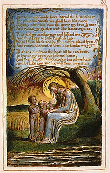 Copy AA of William Blake's hand-painted print of "The Little Black Boy" - printed and painted in 1826, and currently held by the Fitzwilliam Museum in Cambridge. This image also features on the album cover. Songs of Innocence and of Experience, copy AA, 1826 (The Fitzwilliam Museum) object 10 The Little Black Boy.jpg