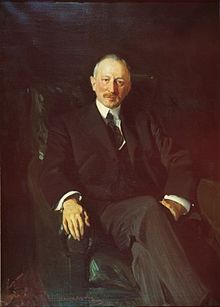 Portrait peint d'un homme assis de face.