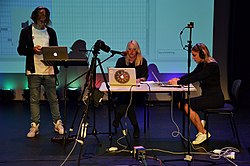 Soundtrap developers at the 2015 MTFCentral Hack Camp. Soundtrap - Jonas Lundquist, Vanja Steinholtz & Linnea Roden 8 - MTFCentral Hack Camp (2015-09-20 15.45.57 by Music Tech Fest).jpg