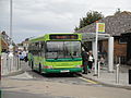 The rear of Southern Vectis 3329 Thorley Brook (HW54 DCE), a Dennis Dart SLF/Plaxton Pointer 2 MPD, in Newport, Isle of Wight bus station on route 39.