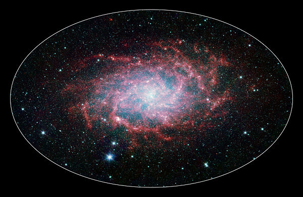 Infrared image of M33 taken with the Spitzer Space Telescope