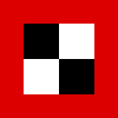 Standarte eines Armee-Oberkommandos, rotes Quadrat mit 2×2 großem Schachbrettmuster im Inneren