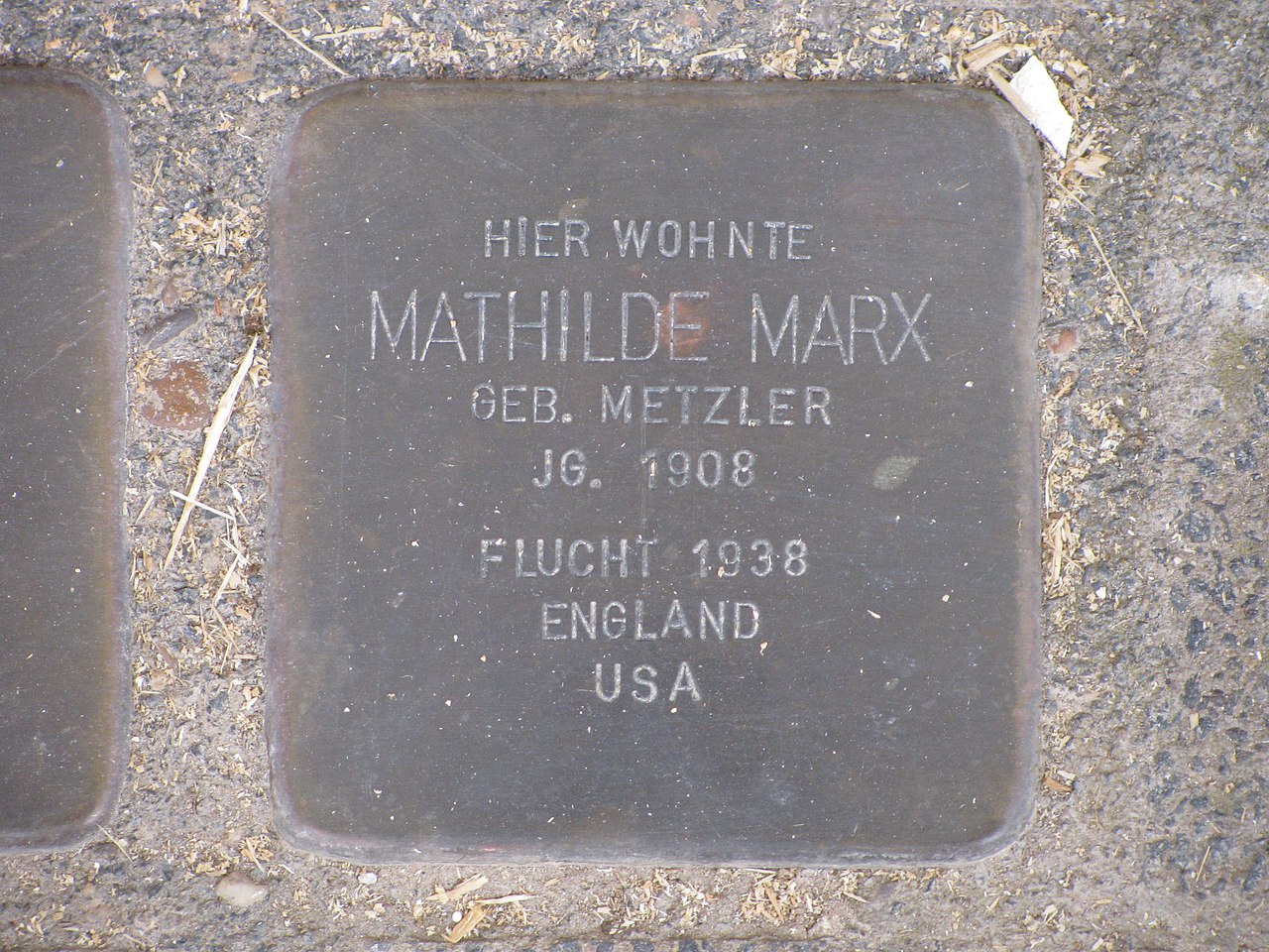 Stolperstein Mathilde Marx, 1, Germannstraße 2, Messel, Landkreis Darmstadt-Dieburg.jpg