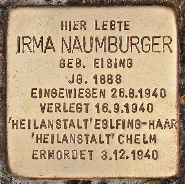 File:Stolperstein für Irma Naumburger (Erlangen).jpg