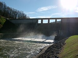 Stonewall Jackson Dam on the West Fork River near Weston, West Virginia in 2003.