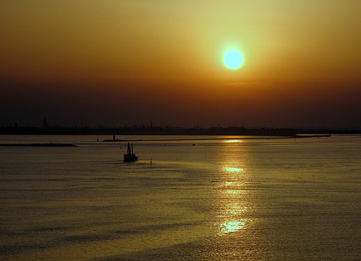 Sunset over the coast of Italy near Venice