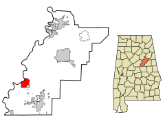 Talladega County Alabama Incorporated and Unincorporated areas Childersburg Highlighted.svg