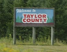 Welcome sign on STH 13 Taylor County Wisconsin Welcome Sign WIS13.jpg