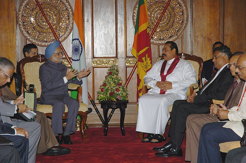 File:The Prime Minister, Dr. Manmohan Singh meeting with the President of Sri Lanka, Mr. Mahinda Rajapaksa, on the sidelines of 15th SAARC Summit, in Colombo on August 01, 2008 (1).jpg