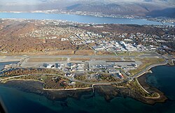 Veduta aerea dell'aeroporto di Tromso