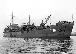 USS Callisto (AGP-15) underway off Port Covington, Baltimore, Maryland (USA), 19 June 1945 (19-N-85774).jpg