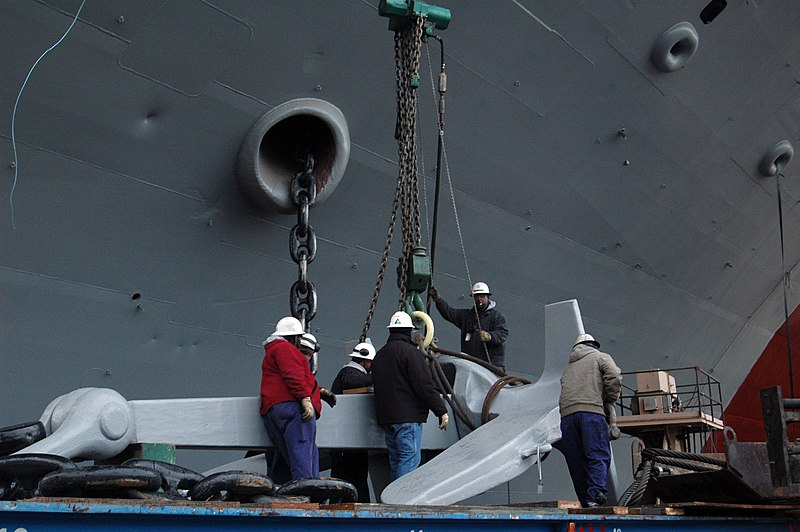 File:US Navy 061121-N-9446C-043 Workers from Northrop Grumman Newport News shipyard prepare the port side anchor to be installed on the Nimitz-Class aircraft carrier USS Carl Vinson (CVN 70).jpg