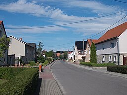 The main street of Weickelsdorf (Osterfeld, district: Burgenlandkreis, Saxony-Anhalt)