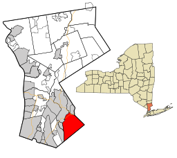 Ryes läge i Westchester County och Westchester Countys läge i delstaten New York.