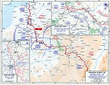 The Western Front in 1917 with the blue arrows indicating the sectors of the Nivelle Offensive Western Front 1917.jpg