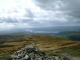 Windermere seen from the southern cairn on the summit plaeau.