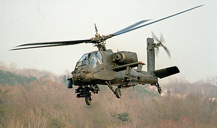 An AH-64A on a demonstration flight