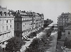 Obere (südliche) Bahnhofstrasse, Blick zum Zürichsee, um 1900