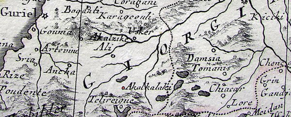 The fragment from the map By Antonio Zatta, published in Venice in 1784. The map shows Akhalkalaki, Georgia