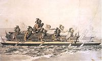 Гавайцы на каноэ, 1778 г.