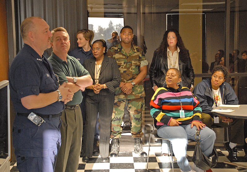 File:(Hurricane Katrina) New Orleans, LA, 01-31-06 -- FCO-PFO Vice Admiral Thad Allen (USCG) introduces his replacement for FEMA Deputy Director of Gulf Coast Recovery, Gil Jamieson at a - DPLA - ce52f942155cf5c0fa60070aa7c8f19b.jpg