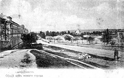 Общий вид нового города, от Феодосийского шоссе. Слева дом Христофорова. Симферополь, начало XX века.