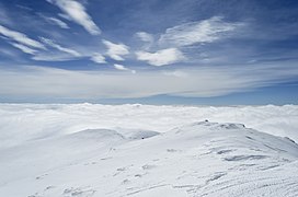 Snow on the slopes of Baba Mountain, North Macedonia