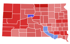 1950 United States Senate election in South Dakota results map by county.svg