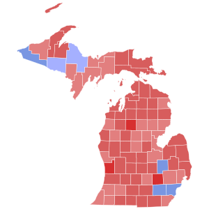 2006 Michigan Secretary of State election results map by county.svg