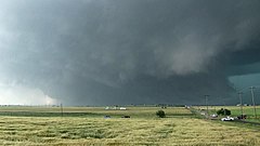 The record-breaking 2.6-mile (4.2 km) wide El Reno, Oklahoma tornado.