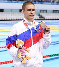 2018-10-16 Церемония награждения (с вышки 10м. Прыжки в воду) на летних юношеских Олимпийских играх 2018 г. Сандро Халанк – 096.jpg