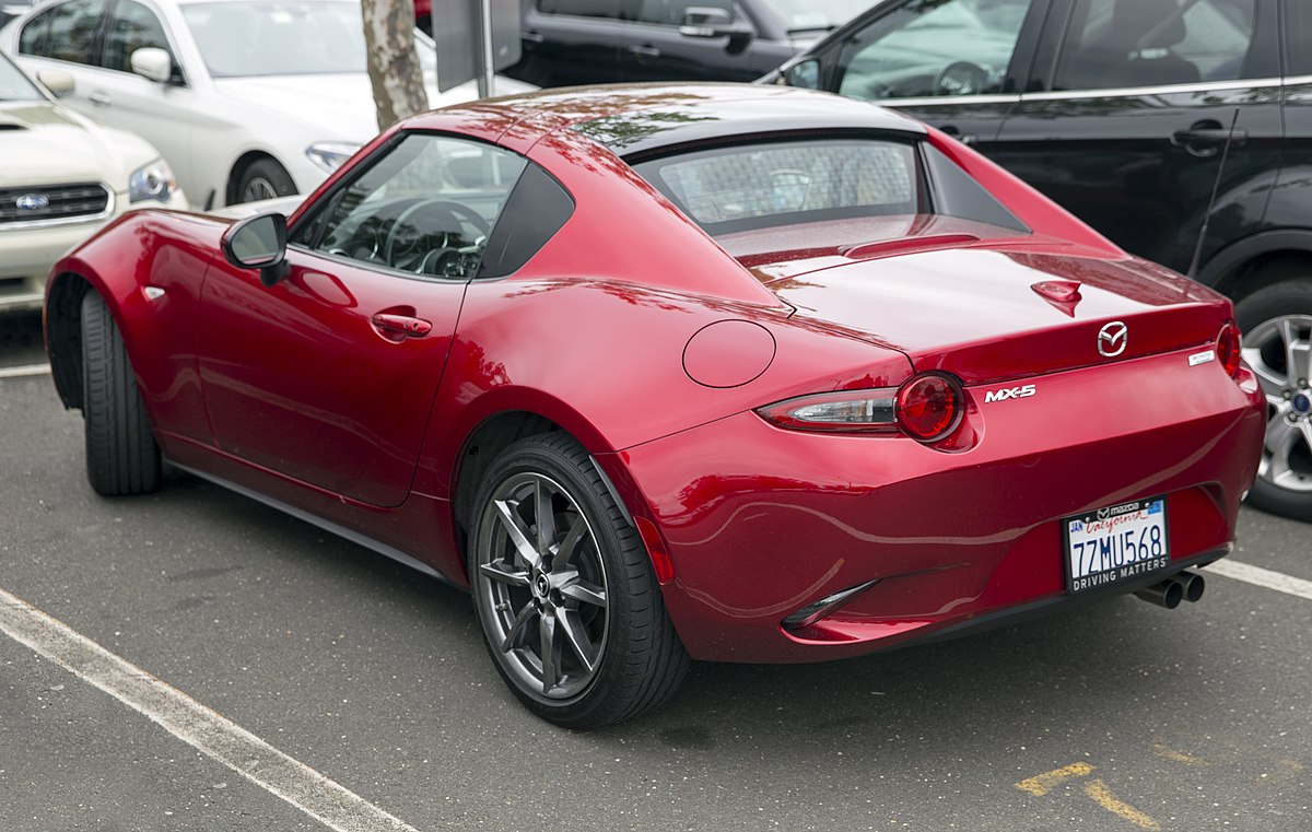 File:2018 Mazda MX-5 Miata RF Grand Touring Coupé in Red Crystal, left.jpg - Commons