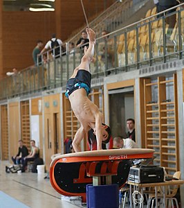 P6 Junior Switzerland warm-up vault. Aurel Wanner