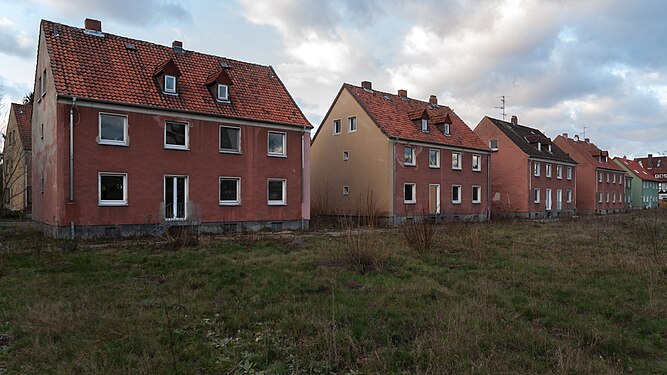 Ready for demolition: evacuated houses in Brunswick, Lower Saxony/Germany.