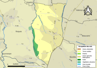 Barevná mapa znázorňující využití půdy.