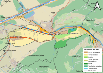 Kolorowa mapa przedstawiająca użytkowanie gruntów.